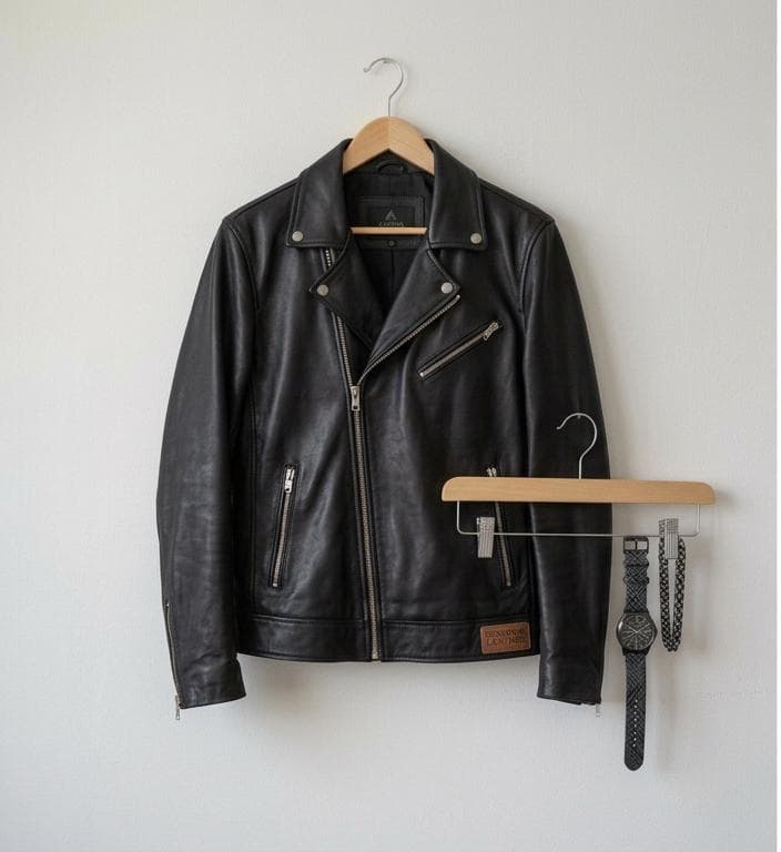 Campera Cuero Negra Biker